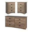 Home Square 3-Piece Set with 2 3-Drawer Nightstands & 6-Drawer Dresser
