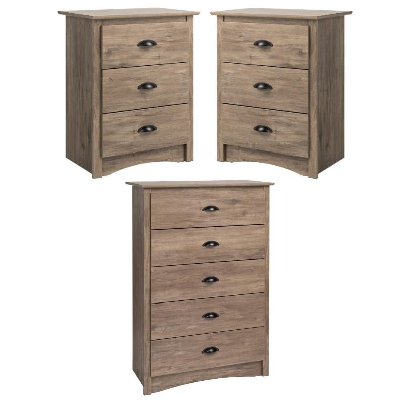 Home Square 3-Piece Set with 2 3-Drawer Nightstands and 5-Drawer Chest