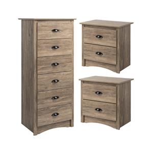 Home Square 3-Piece Set with 2 2-Drawer Nightstands and 6-Drawer Chest