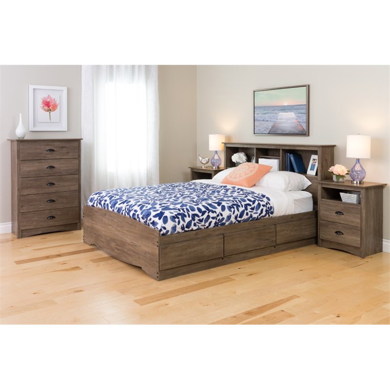 Home Square 3-Piece Set with 2 Tall 2-Drawer Nightstands & 6-Drawer Chest
