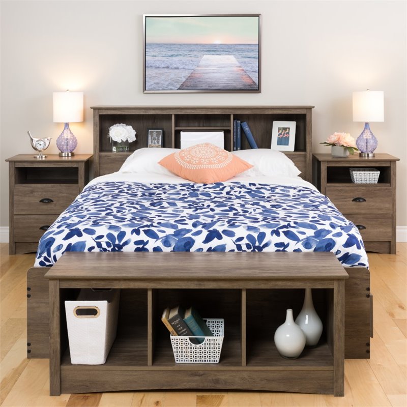 Home Square 3-Piece Set with 2 Tall 2-Drawer Nightstands & 6-Drawer Chest