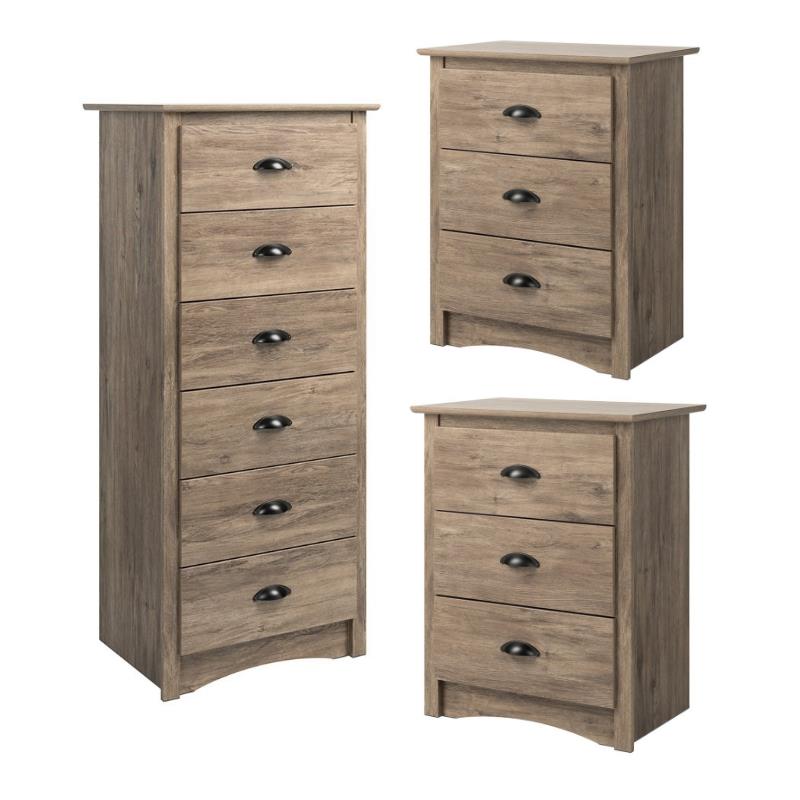 Home Square 3-Piece Set with 2 3-Drawer Nightstands and 6-Drawer Chest