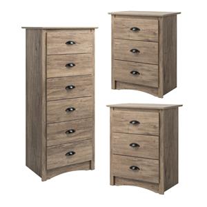 Home Square 3-Piece Set with 2 3-Drawer Nightstands and 6-Drawer Chest