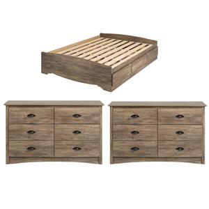 home square 3-piece set with queen platform bed & 2 6-drawer condo dressers