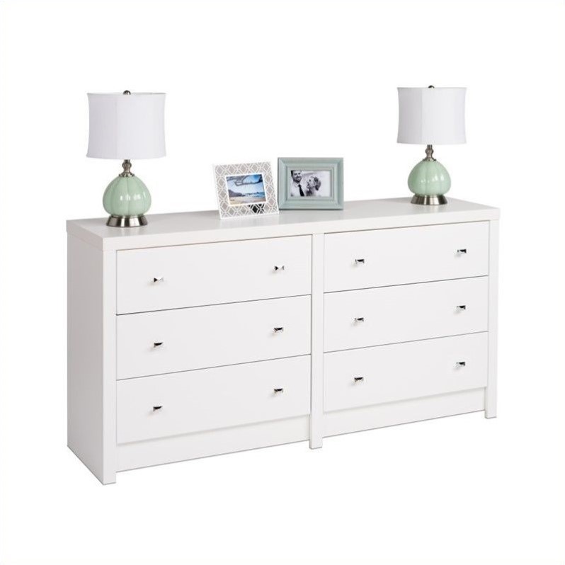 Home Square 2-Piece Set with 5-Drawer Chest & 6-Drawer Dresser in White Laminate