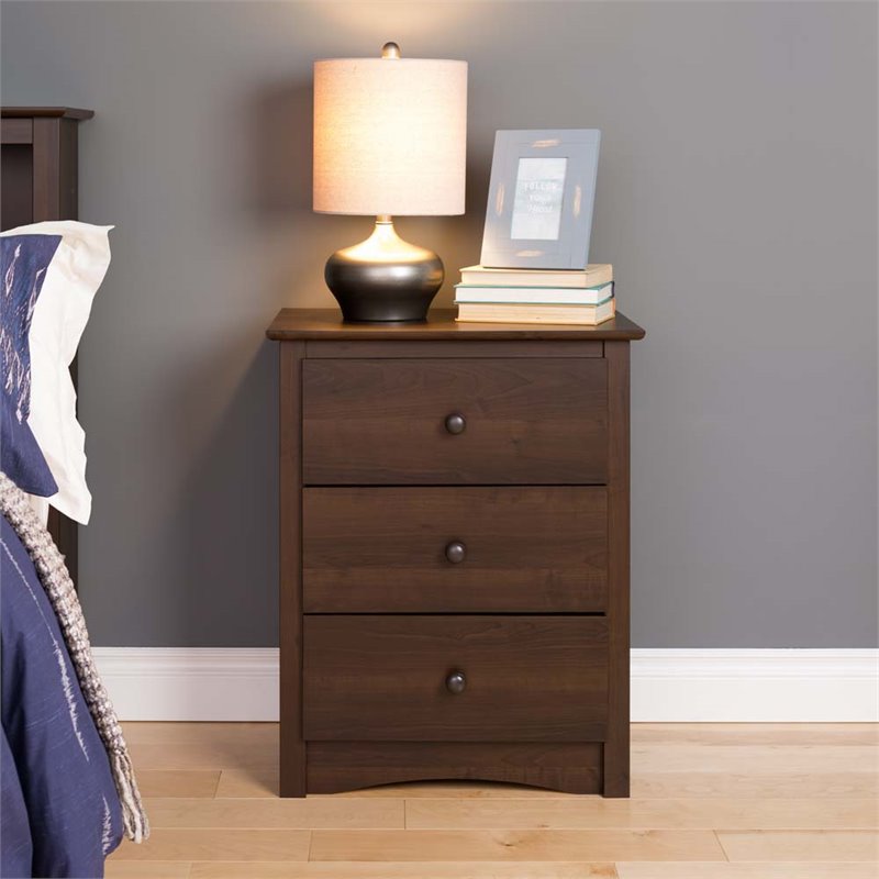 Home Square 5-Piece Set with 2 Night Tables Chest Dresser and Tall Nightstand