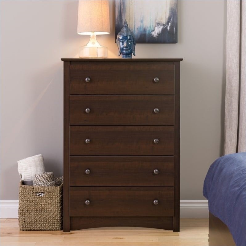 Home Square 2-Piece Set with 5-Drawer Chest and 6-Drawer Dresser in Espresso