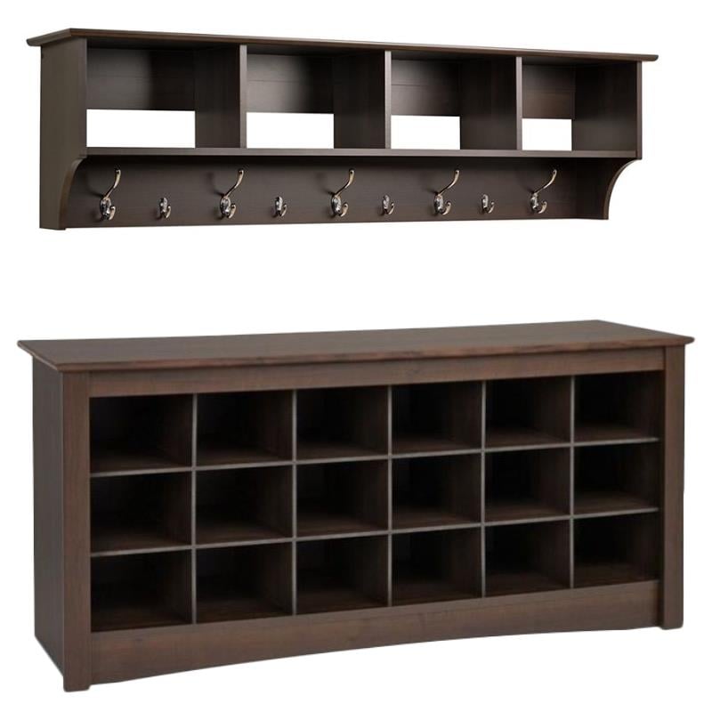 18 Cubby Shoe Storage Bench, Entryway Shoe Storage Cubby Bench