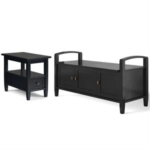 Home Square 2-Piece Set with 44&quot Entryway Bench and 14&quot Narrow Side Table