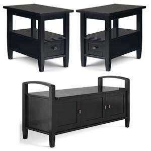 Home Square 3-Piece Set with 44&quot Entryway Bench and 2 14&quot Narrow Side Tables