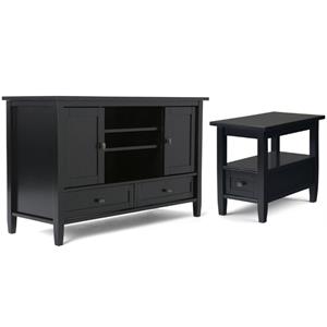 Home Square 2-Piece Set with 47&quot TV Media Stand and 14&quot Narrow Side Table