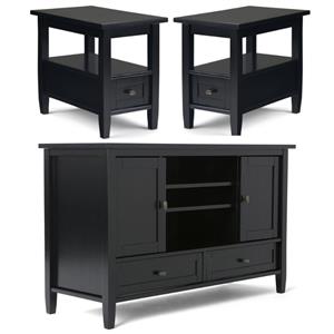 Home Square 3-Piece Set with 47&quot TV Media Stand and 2 14&quot Narrow Side Tables