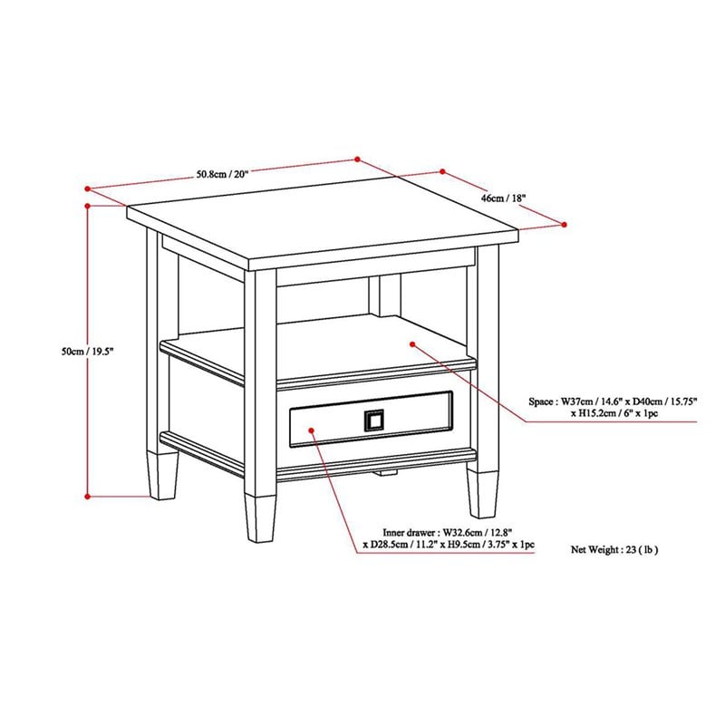 Home Square 2-Piece Wood 20