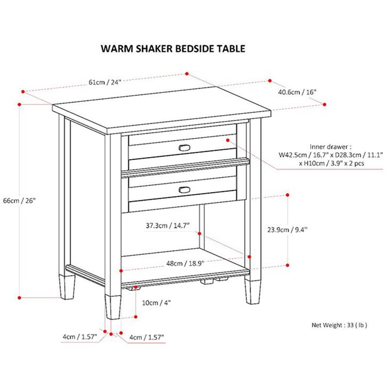 Home Square 2-Piece Wood 24