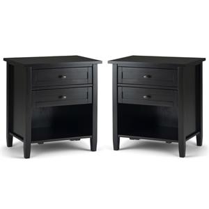 Home Square 2-Piece Wood 24&quot Bedside Nightstand Table Set in Hickory Brown