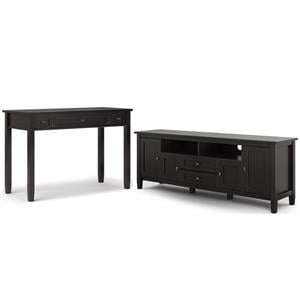 Home Square 2-Piece Set with 48&quot Writing Office Desk & 72&quot TV Media Stand