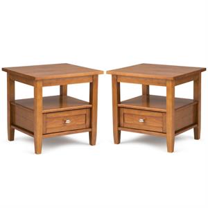 Home Square 2-Piece Wood 20&quot Rectangle Transitional End Side Table Set