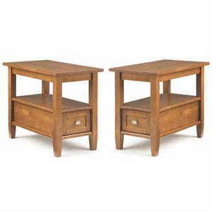 Home Square 2-Piece Wood 14&quot Rectangle Transitional Narrow Side Table Set