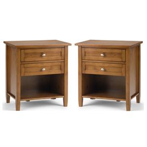 Home Square 2-Piece Wood 24&quot Transitional Bedside Nightstand Table Set