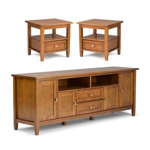 Home Square 3-Piece Set with 72&quot TV Media Stand & 2 20&quot End Side Tables