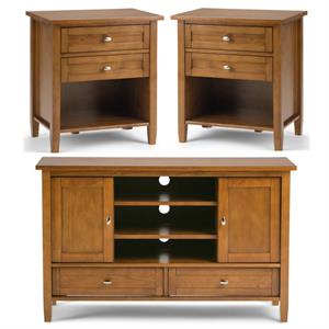 Home Square 3-Piece Set with 47&quot TV Media Stand up to 50&quot & 2 24&quot Nighstands
