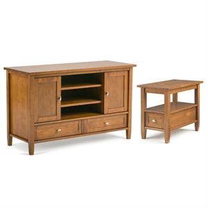 Home Square 2-Piece Set with 47&quot TV Media Stand up to 50&quot and 14&quot Side Table