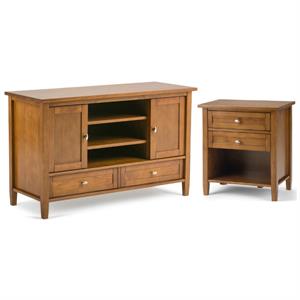 Home Square 2-Piece Set with 47&quot TV Media Stand up to 50&quot and 24&quot Nightstand