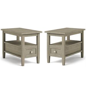 Home Square 2-Piece Wood 14&quot Rectangle Narrow Side Table Set in Gray