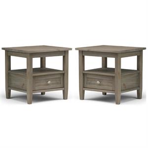 Home Square 2-Piece Wood 20&quot Rectangle Transitional End Side Table Set in Gray