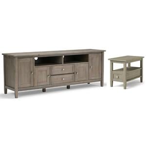 Home Square 2-Piece Set with 72&quot TV Media Stand up to 80&quot & Narrow Side Table