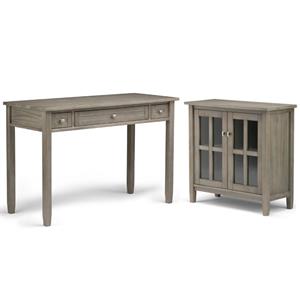 Home Square 2-Piece Set with 48&quot Writing Office Desk and 32&quot Low Cabinet