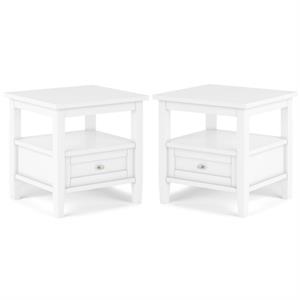 Home Square 2-Piece Wood 20&quot Rectangle Transitional End Table Set in White
