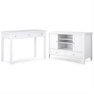 Home Square 2-Piece Set with 47&quot TV Media Stand & 48&quot Writing Office Desk