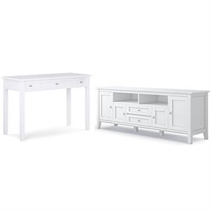 Home Square 2-Piece Set with 72&quot TV Media Stand and 48&quot Writing Office Desk