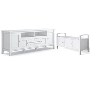 Home Square 2-Piece Set with 72&quot TV Media Stand and 44&quot Entryway Bench