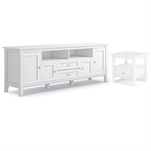 Home Square 2-Piece Set with 72&quot TV Media Stand and 20&quot End Table in White