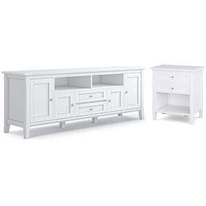 Home Square 2-Piece Set with 72&quot TV Media Stand & 24&quot Bedside Nightstand Table