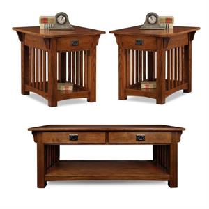home square 3-piece set with coffee table and 2 end tables with drawer and shelf
