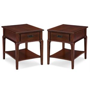 home square 2-piece furniture drawer end table set in heartwood cherry