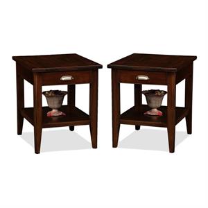 home square 2-piece solid wood square end table set in chocolate cherry