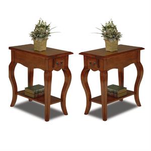 home square 2-piece furniture chairside end table set in brown cherry finish