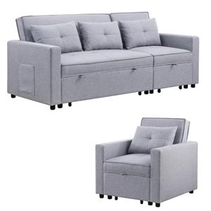 home square set with convertible sleeper in gray
