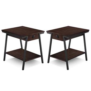 home square 2-piece single drawer end table set in walnut and foundry bronze