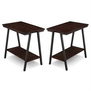 home square 2-piece end table set in walnut and foundry bronze
