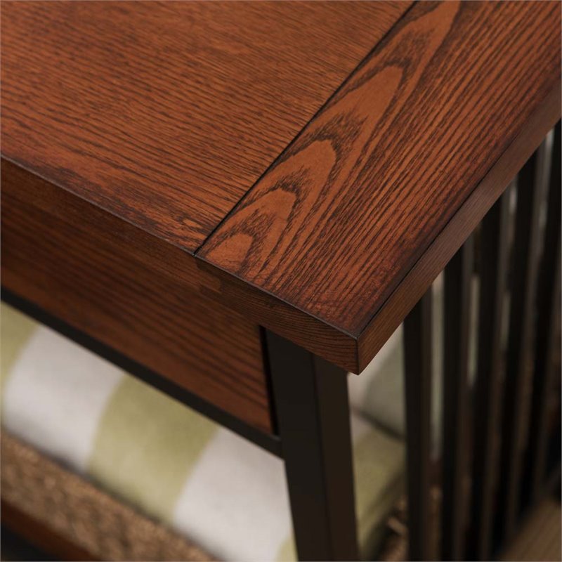 Home Square 2-Piece Solid Wood 1-Drawer Nightstand Set in Mission Oak