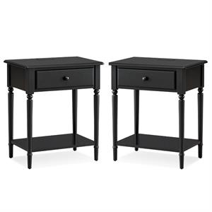 home square 2-piece furniture nightstand with ac/usb charger set in black