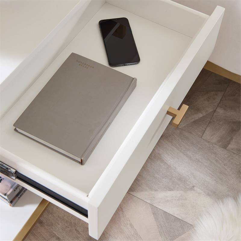 Home Square 2-Piece Nightstand with Top AC/USB Charging Set in White Painted