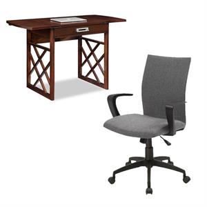 home square 2-piece set with computer desk and office chair in chocolate oak