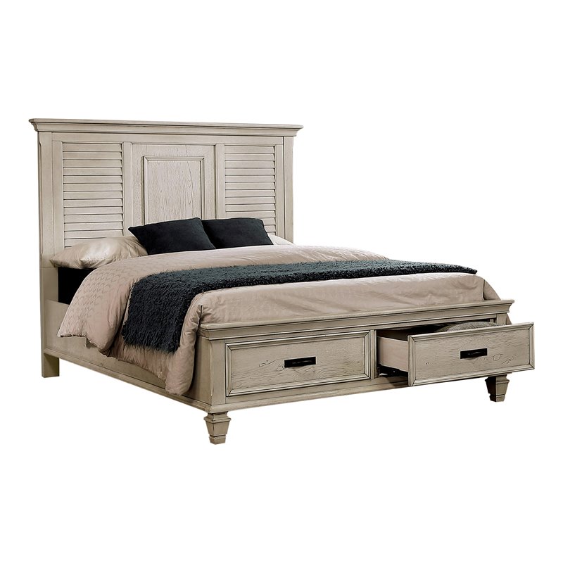 Home Square 4-Piece Set with Queen Storage Bed Nightstand Dresser & Mirror