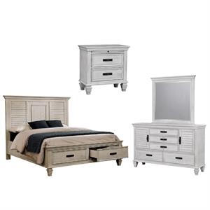 Home Square 4-Piece Set with Queen Storage Bed Nightstand Dresser & Mirror